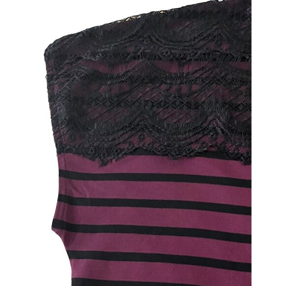FADED GLORY CAP SLV PULL-OVER TOP, WOMENS, 4X(26W-28W), PURPLE & BLACK STRIPES - Picture 8 of 11